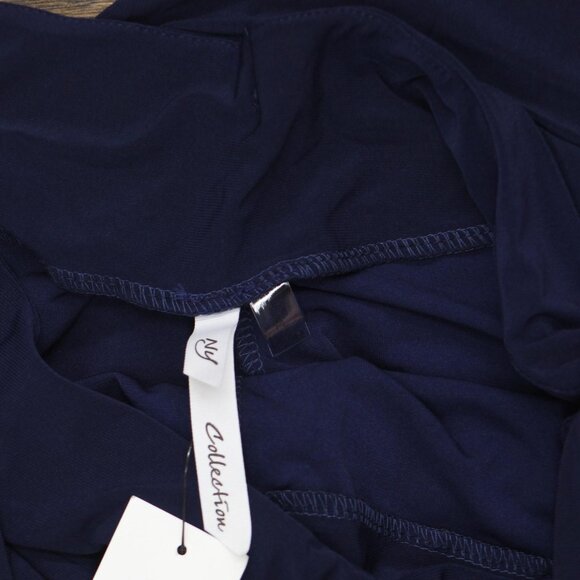 NWT Ny Collection Womens Petite Cropped Pull On Pants with Sash Navy Blue PL - Picture 5 of 7